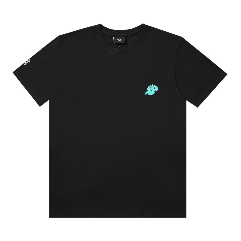 MLB Artistic Graphic Print Embroidered Pure Cotton T-Shirt – Unisex Relaxed Fit Crew Neck Short Sleeve