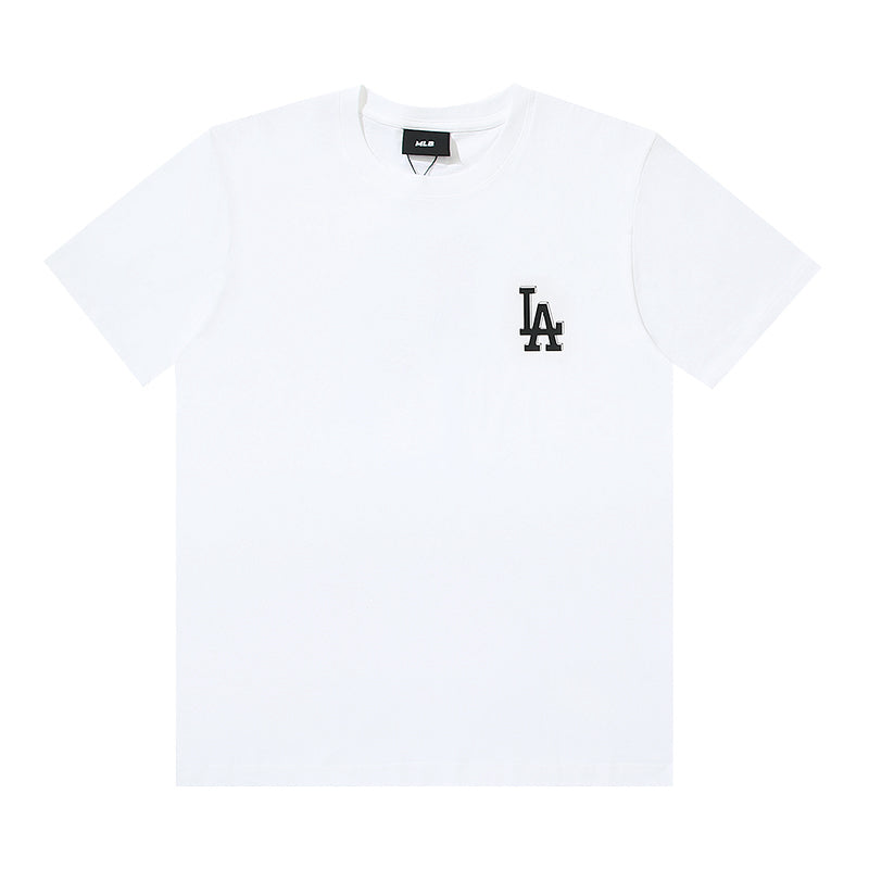 MLB 3D Dimensional NY Yankees & LA Dodgers Logo Embroidered Pure Cotton T-Shirt – Unisex Oversized Relaxed Fit Short Sleeve