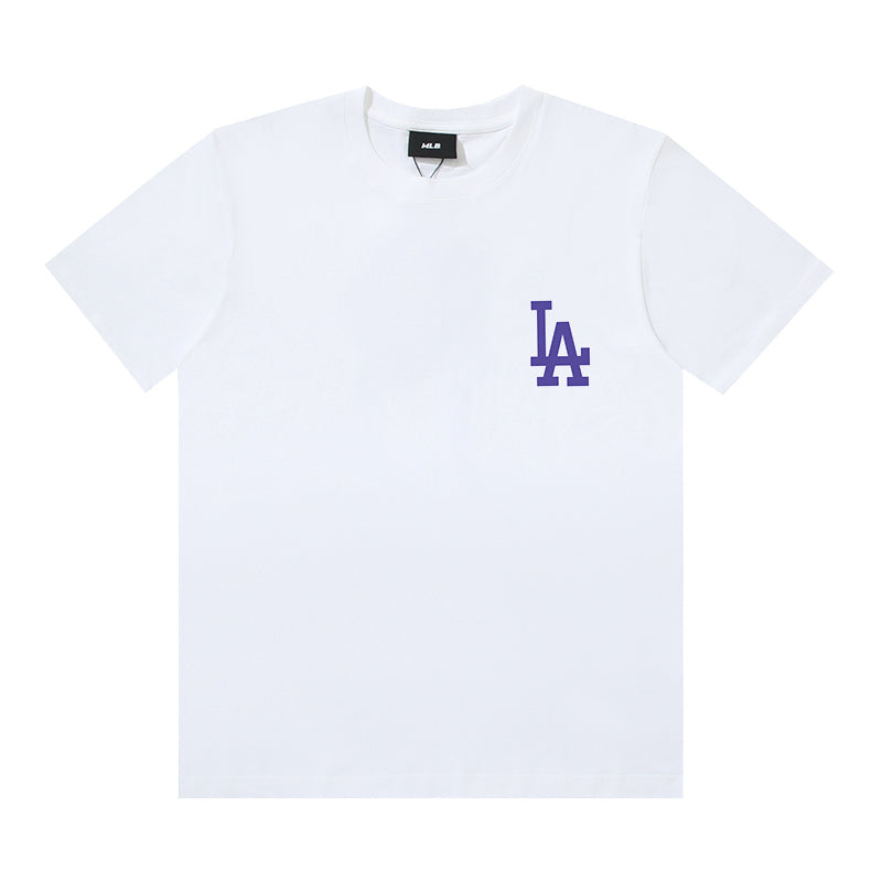 MLB Crystal Floral Embroidered Pure Cotton T-Shirt – NY Yankees & LA Dodgers Unisex Relaxed Fit Short Sleeve