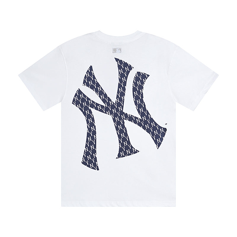 MLB Korea Unisex Monogram NY Logo Crew Neck Short‑Sleeve T‑Shirt`