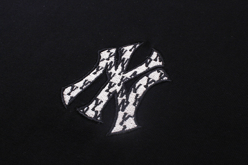 MLB Korea Monogram Pattern NY Logo Crew Neck Short‑Sleeve T‑Shirt`