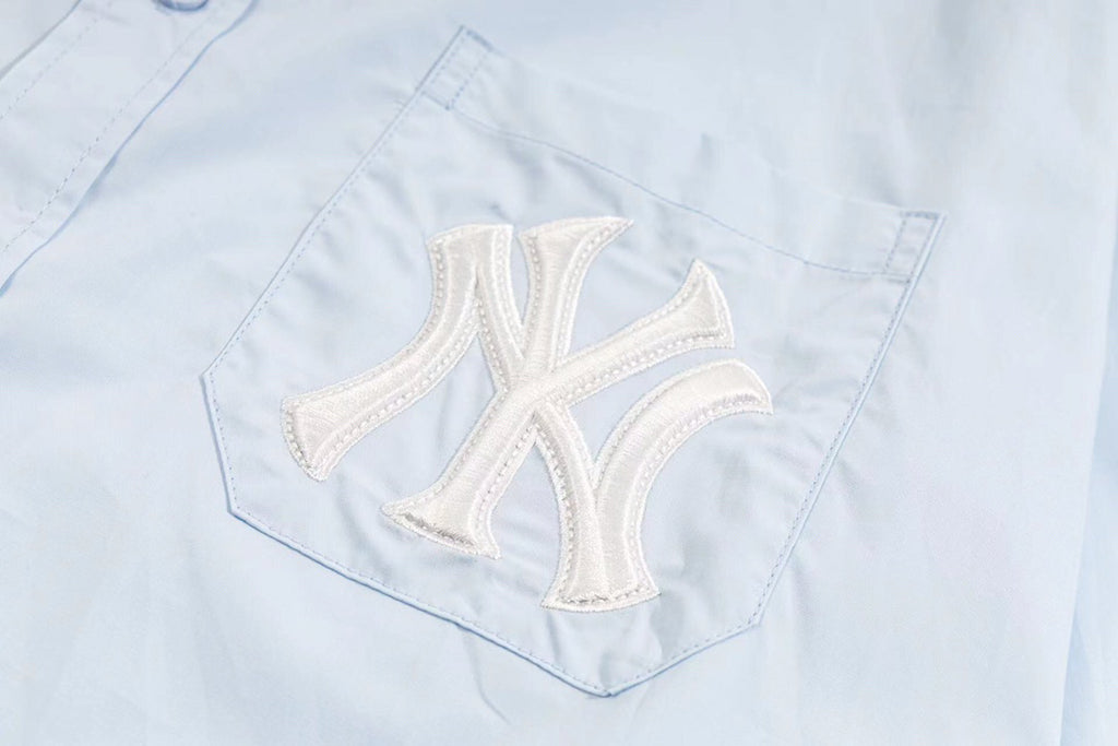MLB Monogram Embroidered Relaxed Woven Shirt – Light Blue