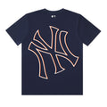 MLB New York Yankees Double Vision NY Logo Embroidered Pure Cotton T-Shirt – Unisex Oversized Relaxed Fit Short Sleeve