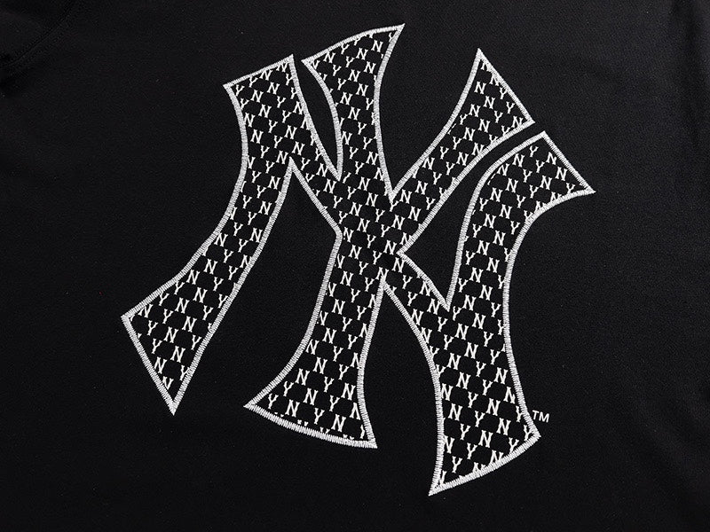 MLB Big Logo Embroidered Floral Print Side Slit Pure Cotton Couple Short Sleeve T-Shirt
