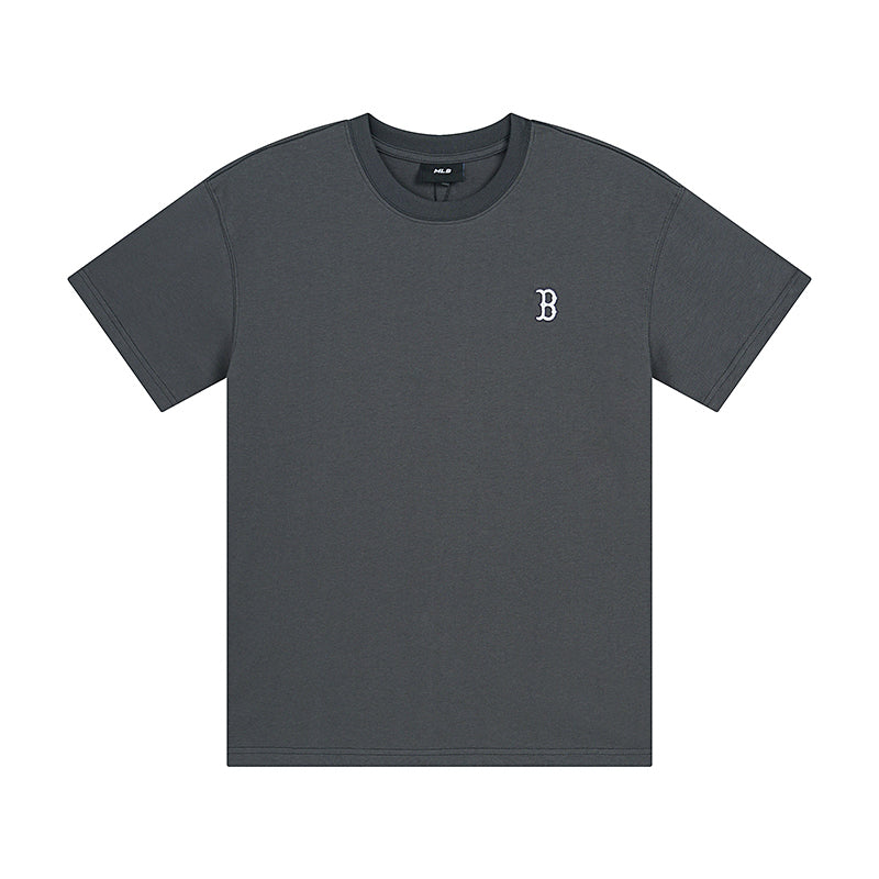 MLB Korea Unisex Mini Embroidered Logo Crew Neck Short‑Sleeve T‑Shirt`