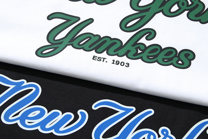 MLB NY&MLB New York Yankees Script Lettering Embroidered Print Pure Cotton T-Shirt