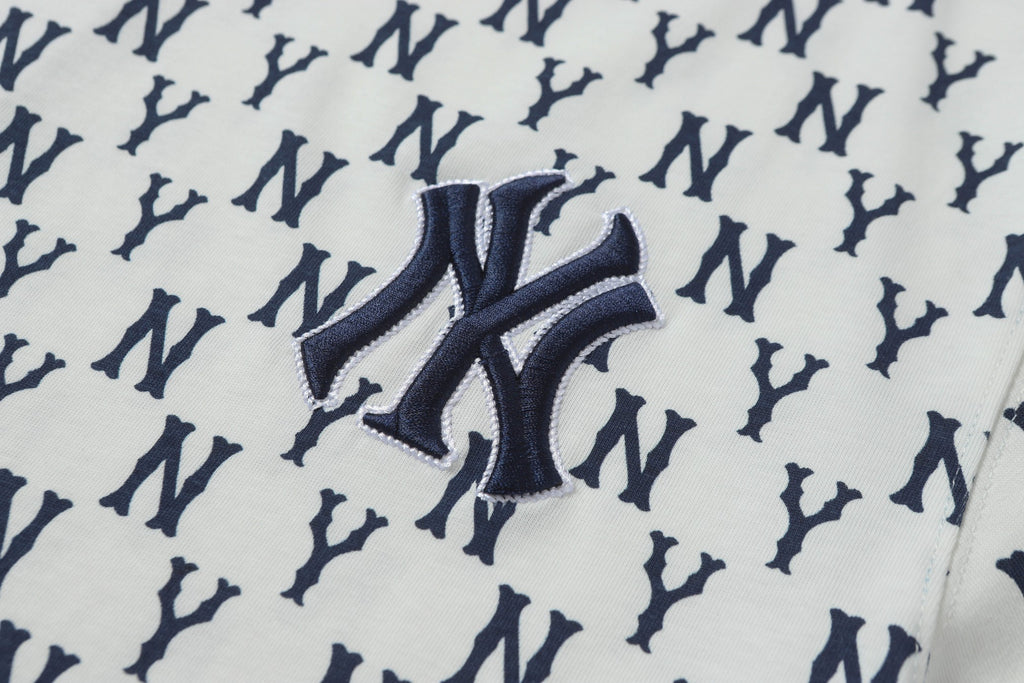 MLB Monogram Series Unisex Short Sleeve T-Shirt – Vintage Logo Jacquard Crew Neck Relaxed Fit