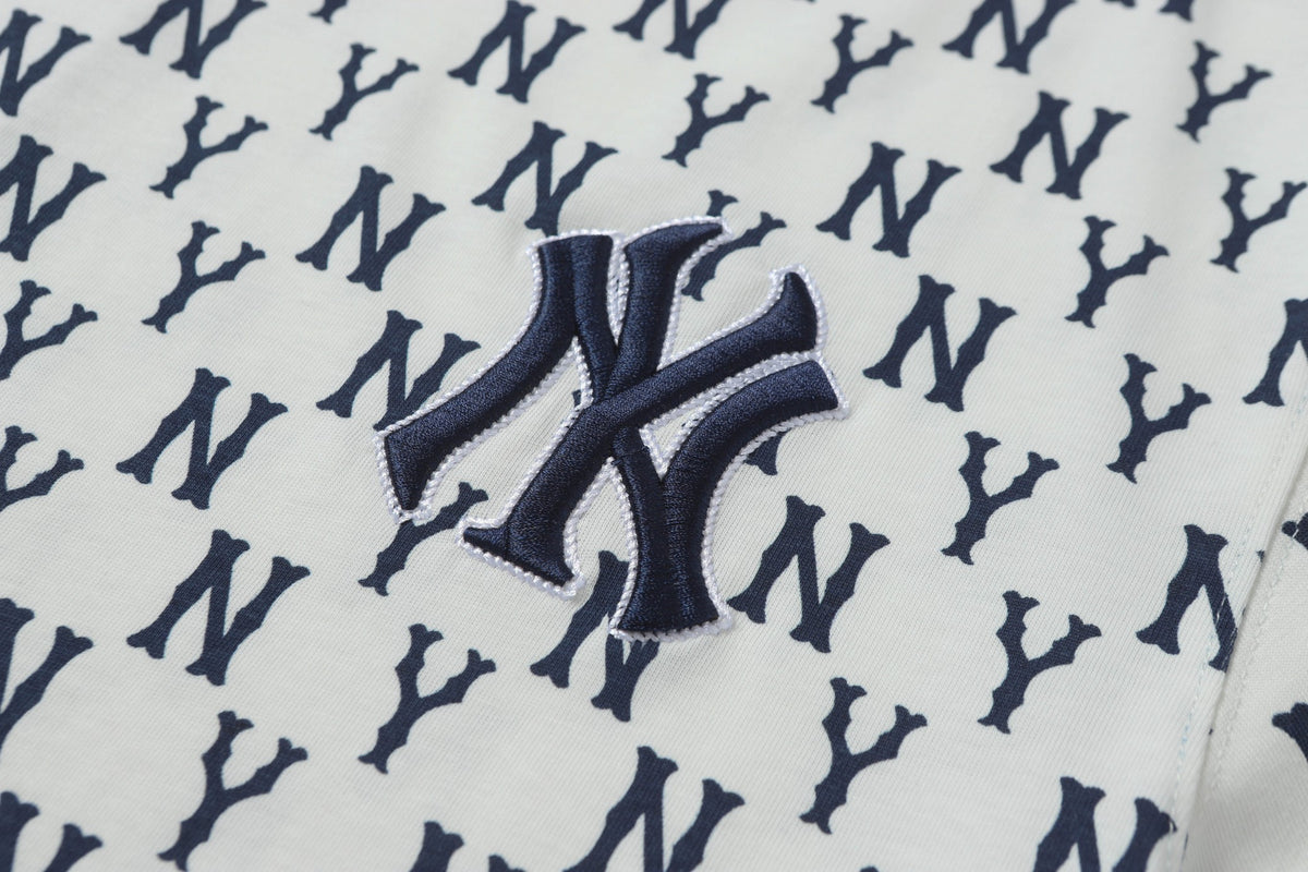 MLB Monogram Series Unisex Short Sleeve T-Shirt – Vintage Logo Jacquard Crew Neck Relaxed Fit