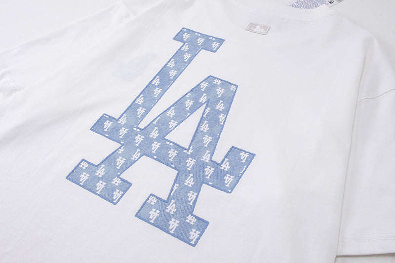 MLB Korea Unisex Monogram Fill Big Logo Crew Neck Short‑Sleeve T‑Shirt`