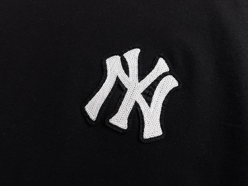 MLB Big Logo Embroidered Floral Print Side Slit Pure Cotton Couple Short Sleeve T-Shirt