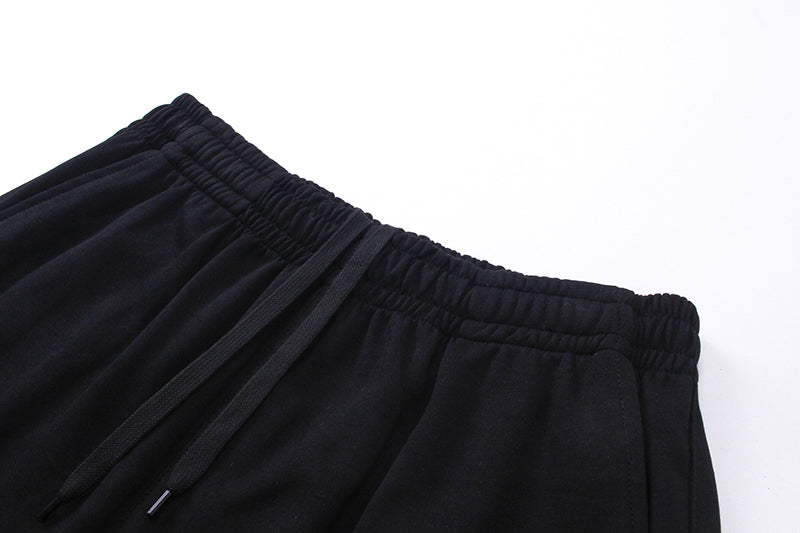 `MLB Korea Unisex Minimal Embroidered Logo Sweat Shorts, Elastic Drawstring Casual Shorts with Side Pockets, Solid Color Streetwear Summer Shorts for Men Women`