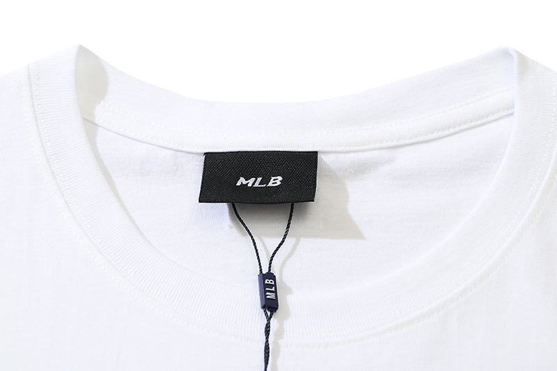 MLB Shadow Print Embroidered Pure Cotton T-Shirt – NY Yankees & LA Dodgers Unisex Oversized Short Sleeve