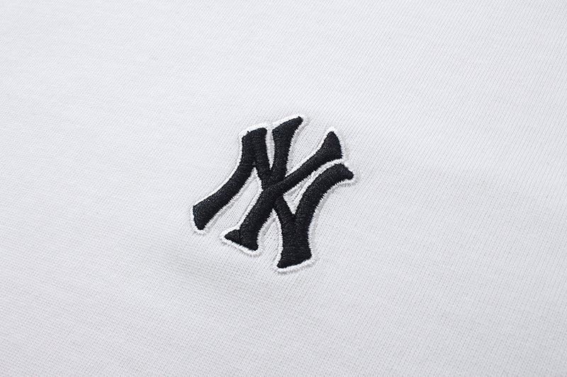 MLB Korea Unisex Mini Embroidered Logo Crew Neck Short‑Sleeve T‑Shirt`