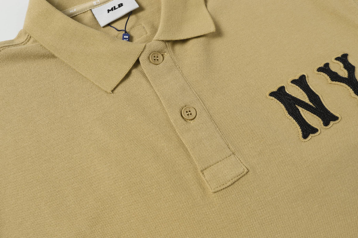 MLB Korea Unisex NY Logo Short‑Sleeve Polo Shirt`