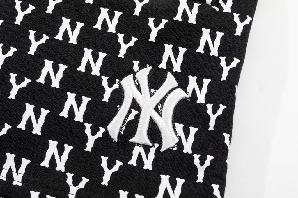 `Monogram NY Embroidered Casual Shorts, All‑Over Logo Print Drawstring Elastic Waist Streetwear Shorts for Men Women`