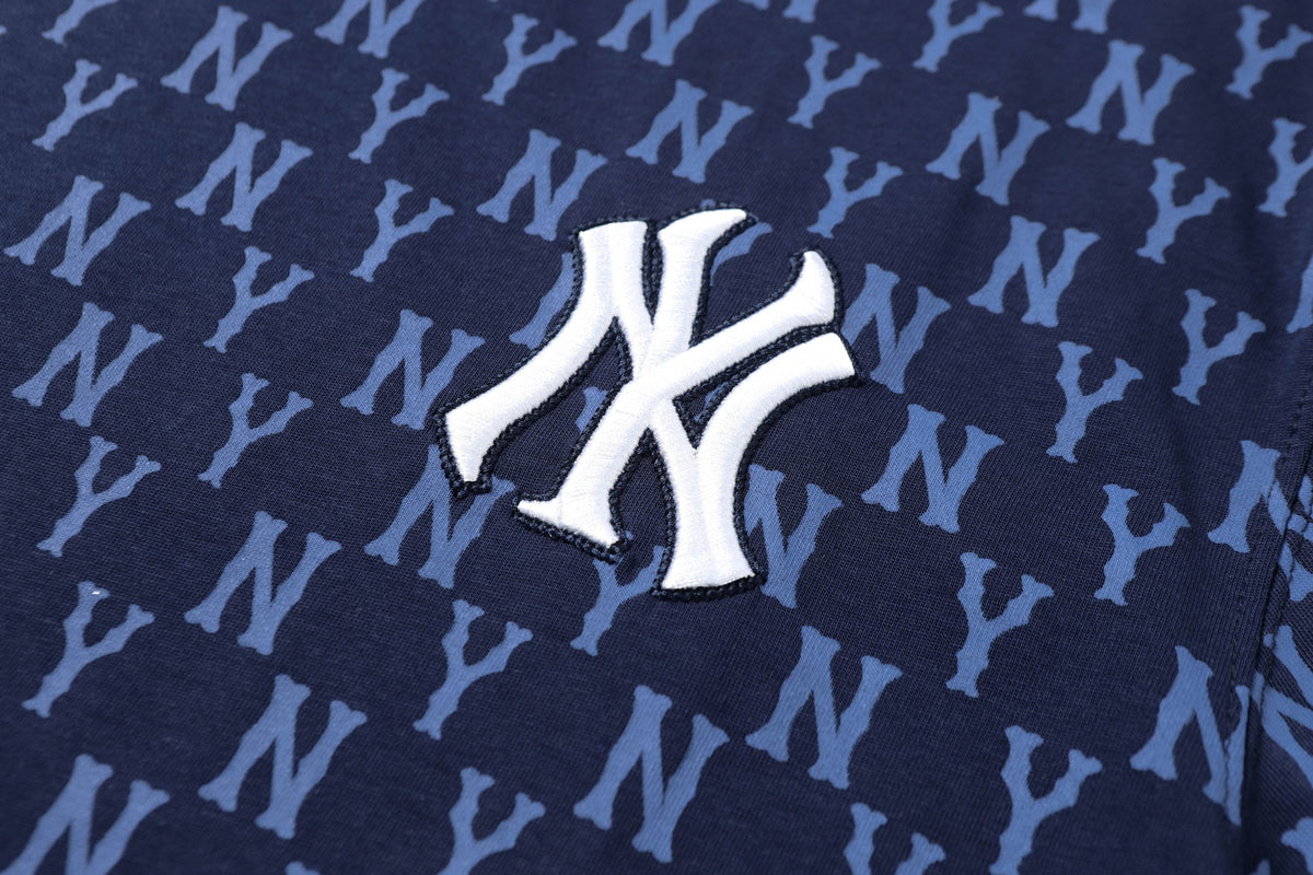 MLB Monogram Series Unisex Short Sleeve T-Shirt – Vintage Logo Jacquard Crew Neck Relaxed Fit