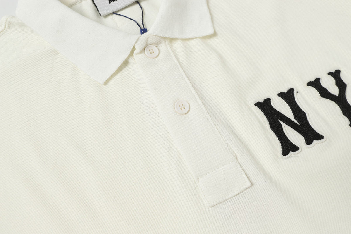 MLB Korea Unisex NY Logo Short‑Sleeve Polo Shirt`