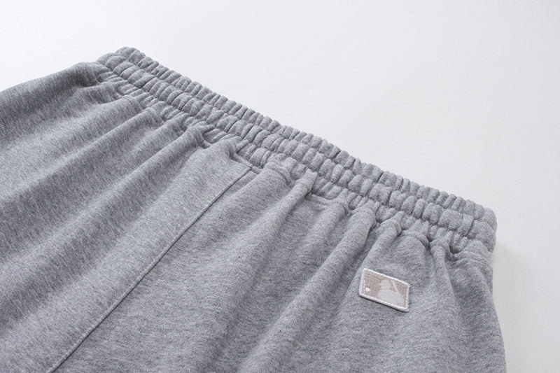 Unisex Monogram Logo Sweat Shorts, Side Large Print Elastic Drawstring Casual Shorts with Pockets, Streetwear Summer Shorts for Men Women`