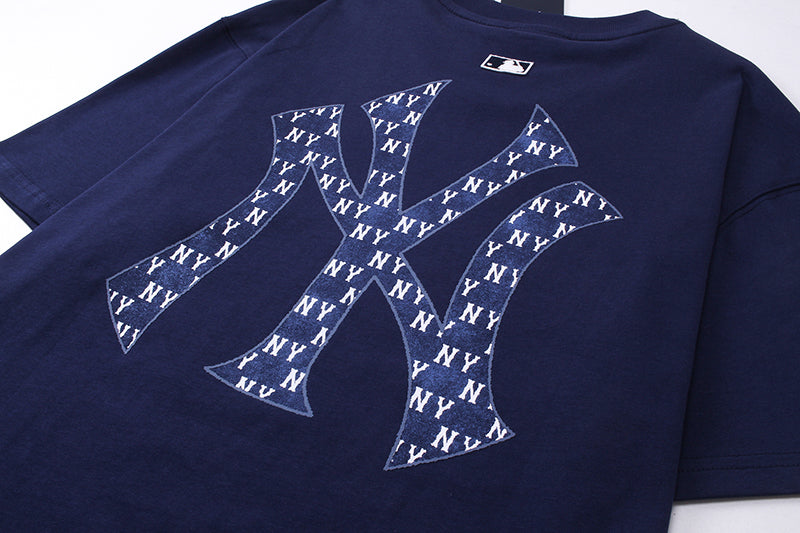 MLB Korea Unisex Monogram Fill Big Logo Crew Neck Short‑Sleeve T‑Shirt`