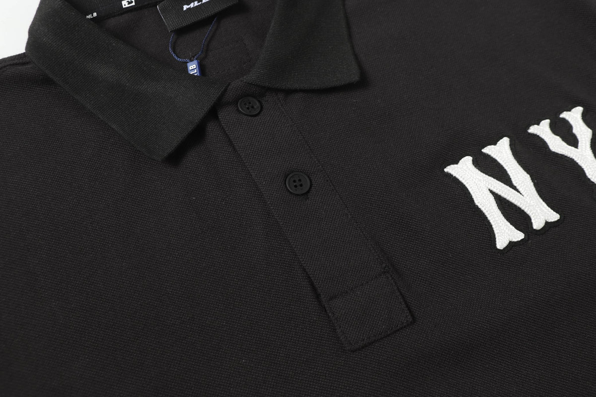 MLB Korea Unisex NY Logo Short‑Sleeve Polo Shirt`