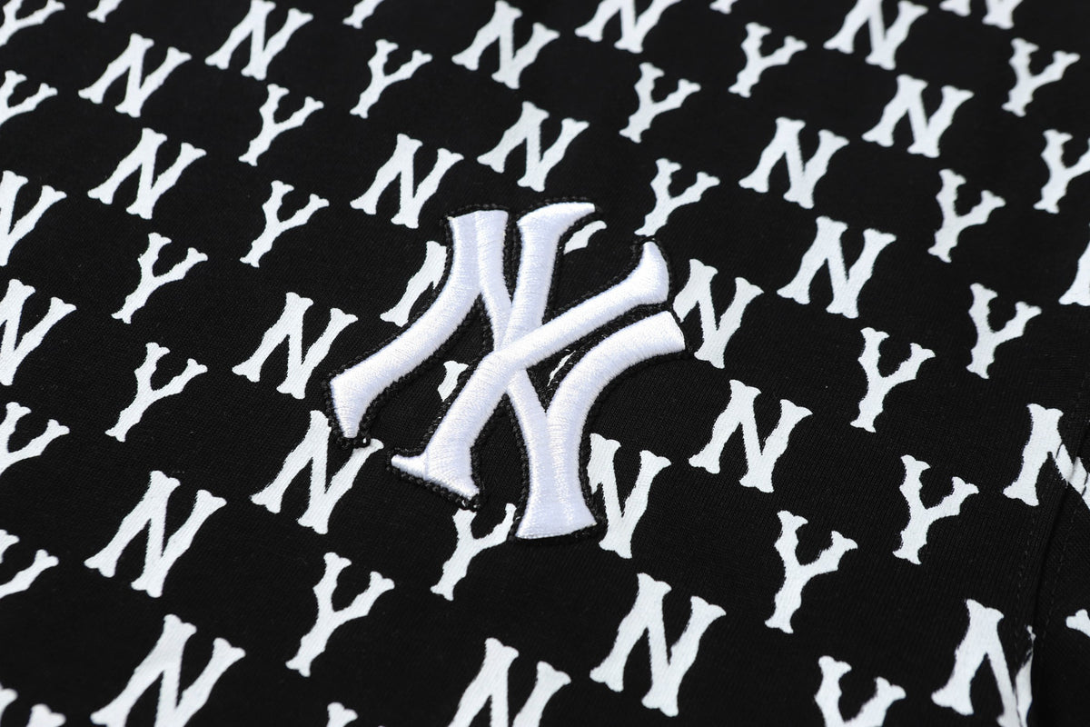 MLB Monogram Series Unisex Short Sleeve T-Shirt – Vintage Logo Jacquard Crew Neck Relaxed Fit