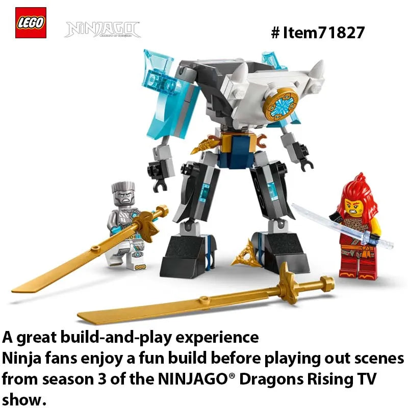 LEGO 71827 NINJAGO Zane's Battle Suit Mech Ninja Toy - Building Toy for Pretend Play for Kids，Gift Idea for Birthdays