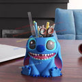Blue Stitch Cartoon Pen Holder, Creative Desktop Cosmetic Brush and Stationery Storage Box, Anime Desktop Collectible Toy Gift