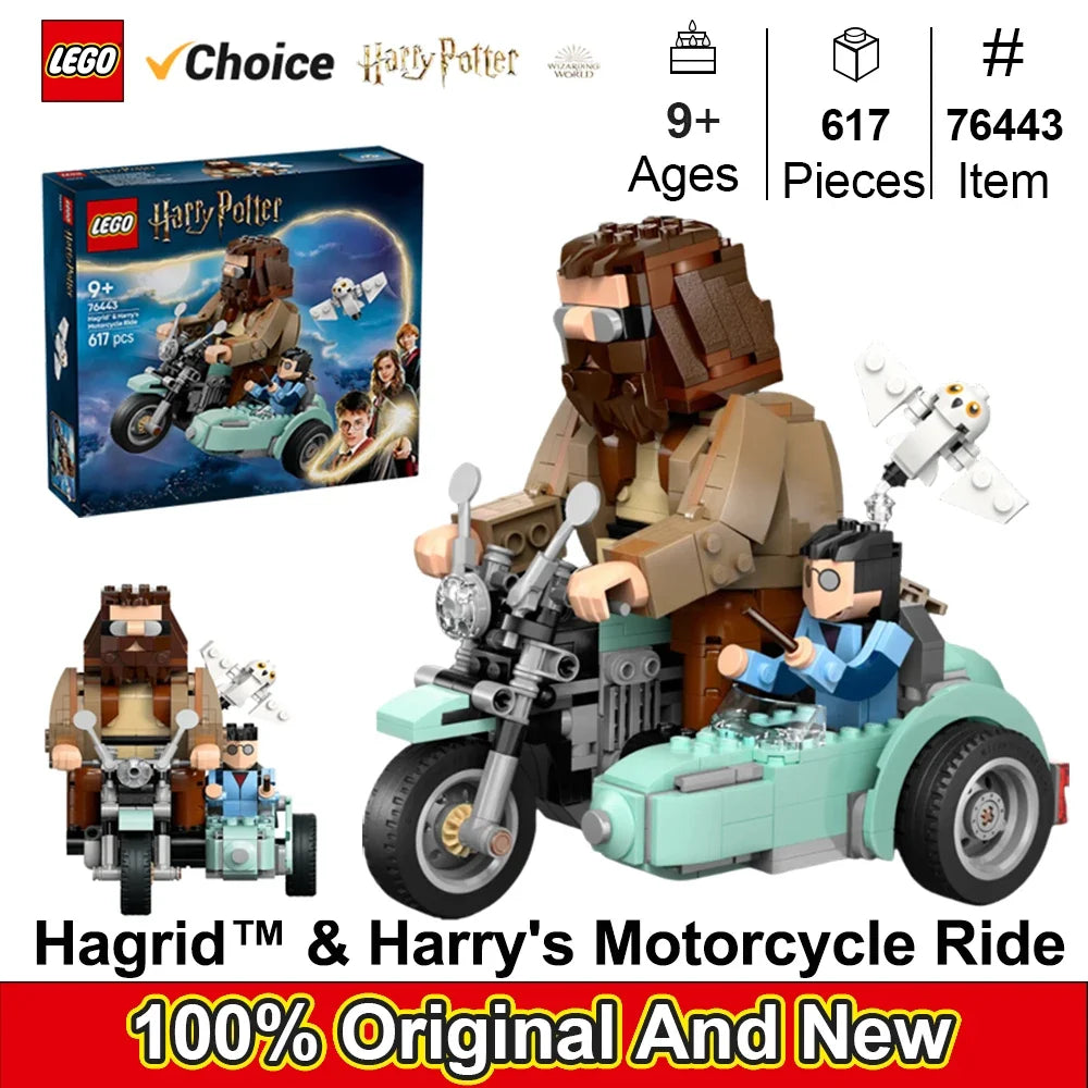LEGO 76443 Harry Potter Hagrid&Harry's Motorcycle Ride Building Toy-Kids Motorcycle Toy for BoysandGirls,Harry Potter Fans617PCS
