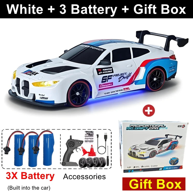 4WD RC Drift Car 1:24 Remote Control Racing Car for Adults Kids 20KM/H High Speed Vehicle with LED Lights 2.4G Radio 4x4 Cars
