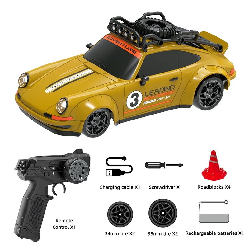 2026 New RC Car 1/18 Retro Remote Control Cars with Lights Racing Vehicle 2.4G Radio High Speed Drift Model Toys for Boys Gifts