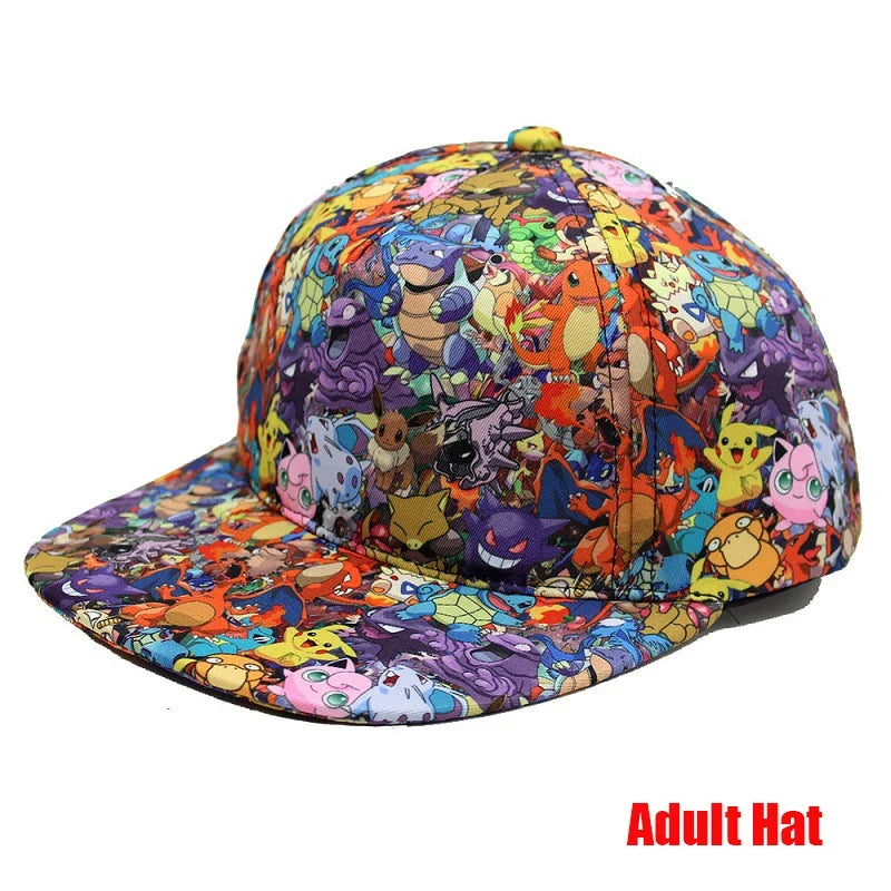 Anime Figure Pokemon Baseball Cap Pikachu Hat Adjustable Pokemon Cosplay Hip Hop Cartoon Adult Hats Boy Girl Kids Birthday Gifts