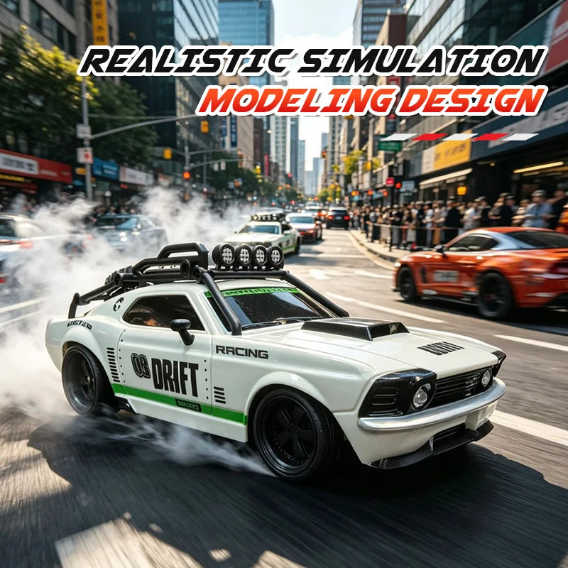 2026 New RC Car 1/18 Retro Remote Control Cars with Lights Racing Vehicle 2.4G Radio High Speed Drift Model Toys for Boys Gifts