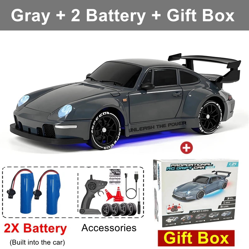4WD RC Drift Car 1:24 Remote Control Racing Car for Adults Kids 20KM/H High Speed Vehicle with LED Lights 2.4G Radio 4x4 Cars