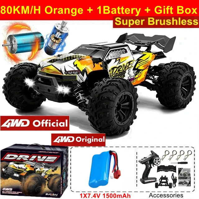 4WD Remote Control Car Off Road 4x4 RC Car High Speed Buggy Truck Super Brushless 50 or 80KM/H Fast Drift Racing Toy Gift