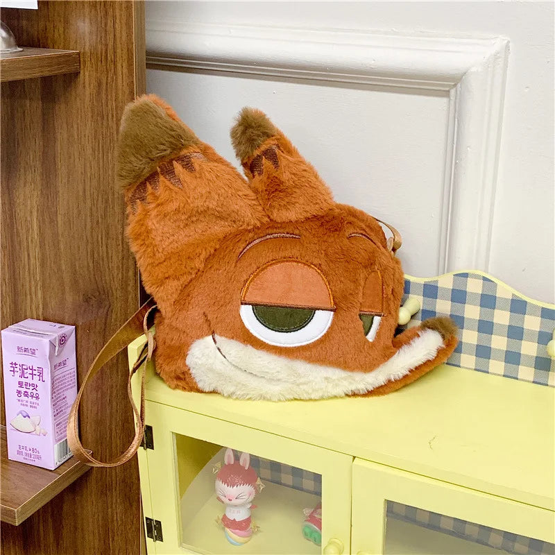 Zootopia 2 Nick Plush Cosplay Bag Large Capacity Soft Furry Shoulder Bag Daily Casual Travel Storage Purse Anime Periphery Gift