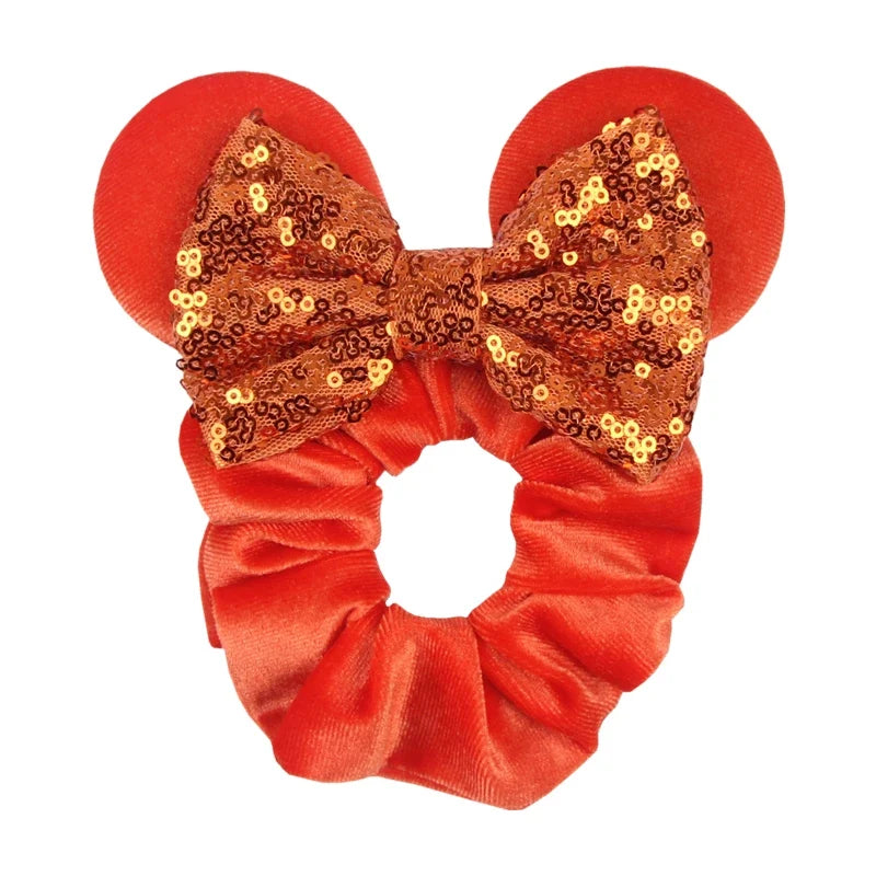 Cartoon Polka Dot Bow Hair Scrunchies Velvet Hairbands For Girls Sequins Bows Headbands Women Kids Party DIY Decoration