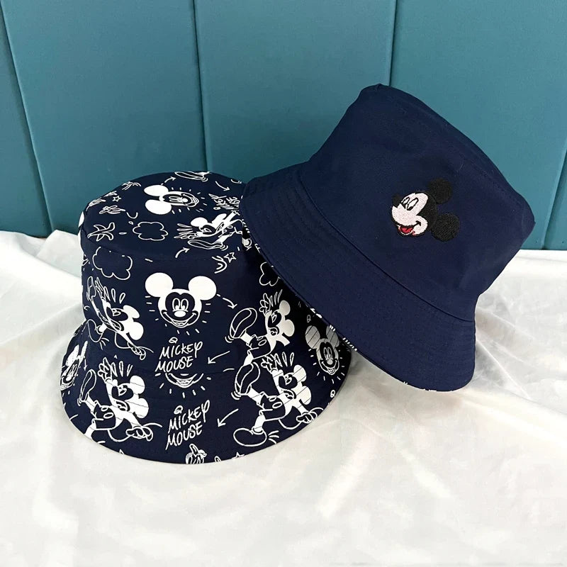 Mickey Mouse Cartoon Universal Fisherman Hat Double-sided Printing Cotton Cap Birthday For Kids Gifts Circumference 56-58cm