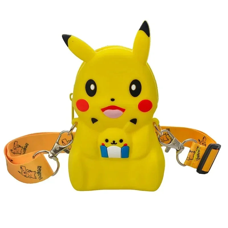 Pokemon Anime Pikachu Lovely Fashion Bag Princess Small Storage Silicone Purse Messenger Cartoon Figures Model Toys Kids Gift