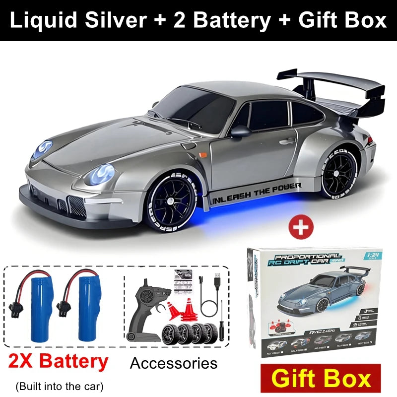 4WD RC Drift Car 1:24 Remote Control Racing Car for Adults Kids 20KM/H High Speed Vehicle with LED Lights 2.4G Radio 4x4 Cars