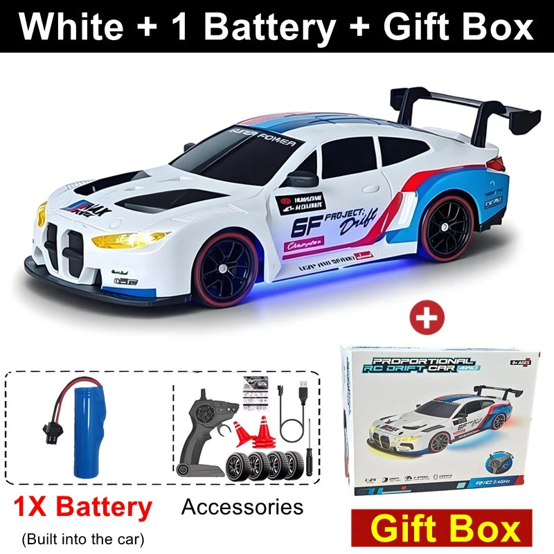 4WD RC Drift Car 1:24 Remote Control Racing Car for Adults Kids 20KM/H High Speed Vehicle with LED Lights 2.4G Radio 4x4 Cars