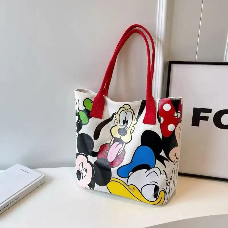 Mickey Mouse Large Canvas Tote Bag for Women Cute Cartoon Handbag Heavy Duty Shoulder Daily Commute Travel Shopping Gift