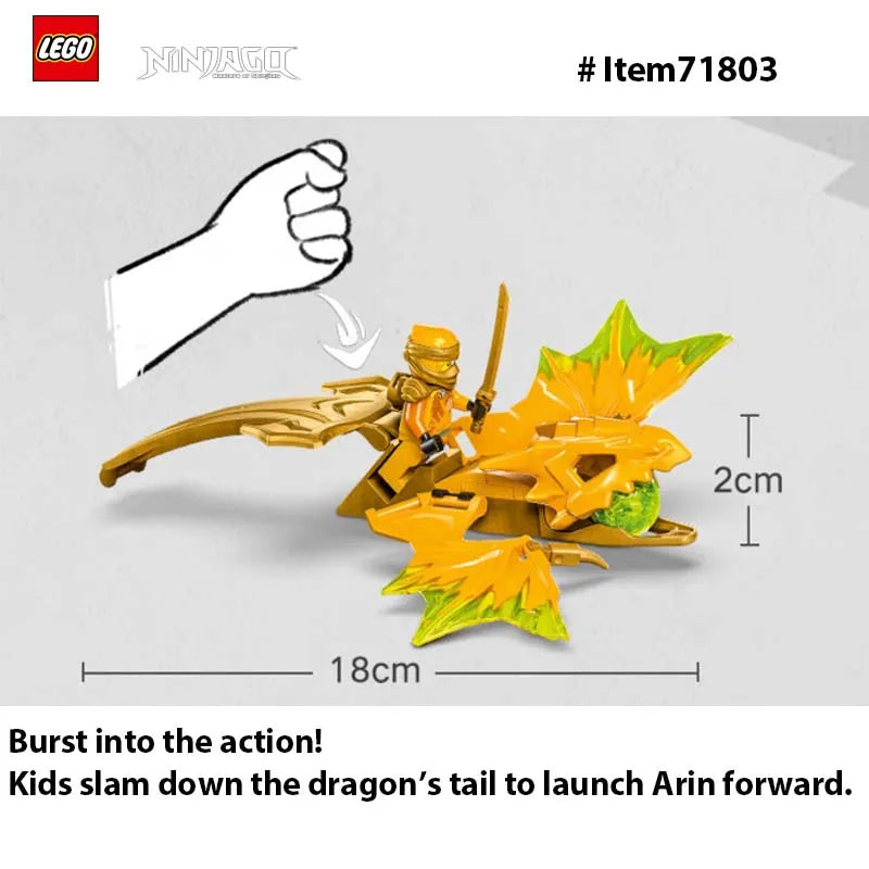 LEGO 71803 NINJAGO Arin’s Rising Dragon Strike Toy, Ninja Action Figure Playset with Arin Minifigure, Ninja Battle Toy Set