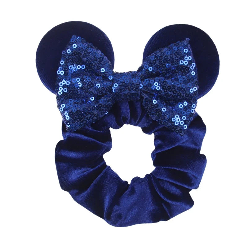 Cartoon Polka Dot Bow Hair Scrunchies Velvet Hairbands For Girls Sequins Bows Headbands Women Kids Party DIY Decoration
