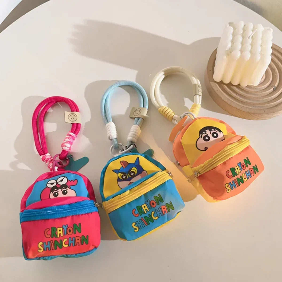 Crayon Shin Chan Anime Figures Cartoon Mobile Phone Lanyard Wallet Earphone Case Storage Bag Protable Bag Keychain Gife for Kid