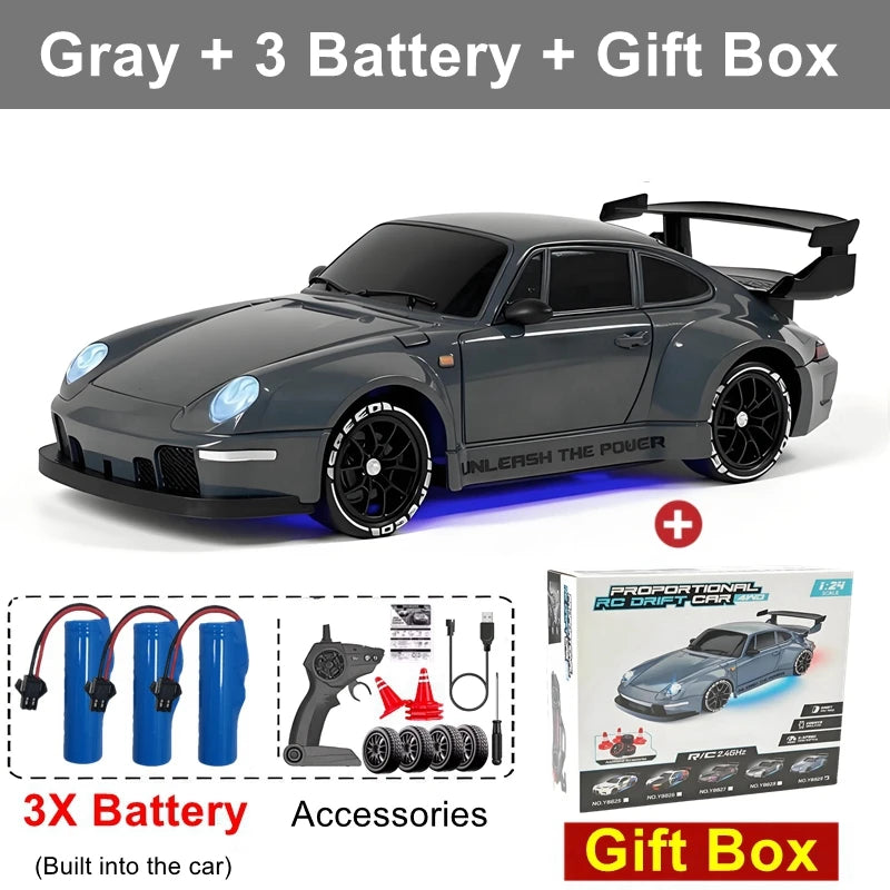 4WD RC Drift Car 1:24 Remote Control Racing Car for Adults Kids 20KM/H High Speed Vehicle with LED Lights 2.4G Radio 4x4 Cars