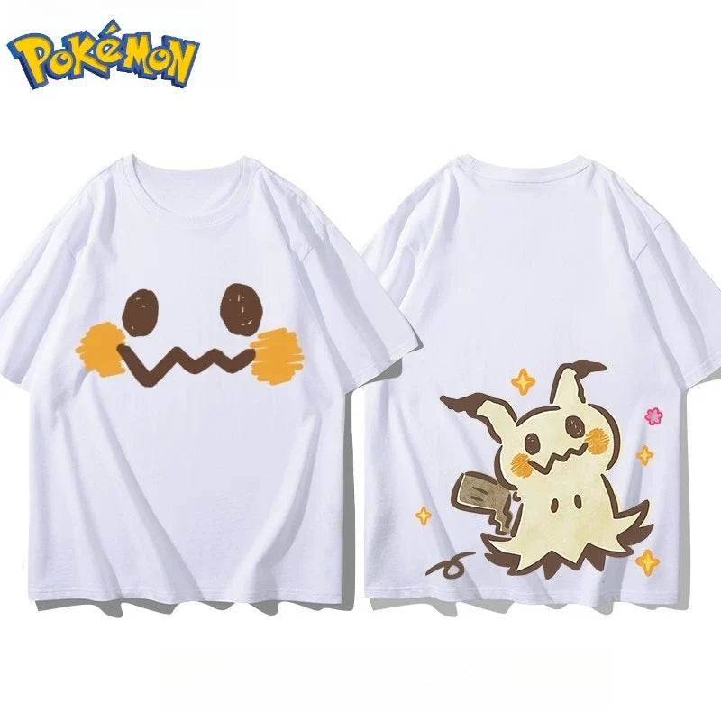Men's New Pokémon Mimikyu Front and Rear Printed T-shirt Men's and Women's Summer New  Loose Casual Versatile Short-sleeved Top