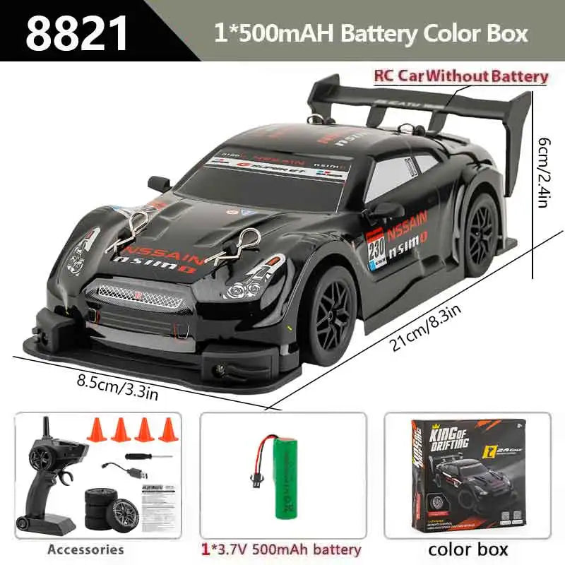 1/24 4WD RC Car 2.4G High Speed Drift Remote Control Car 20 Km/h With Led Light Radio Controlled GTR Racing Model Boy Toy Gift
