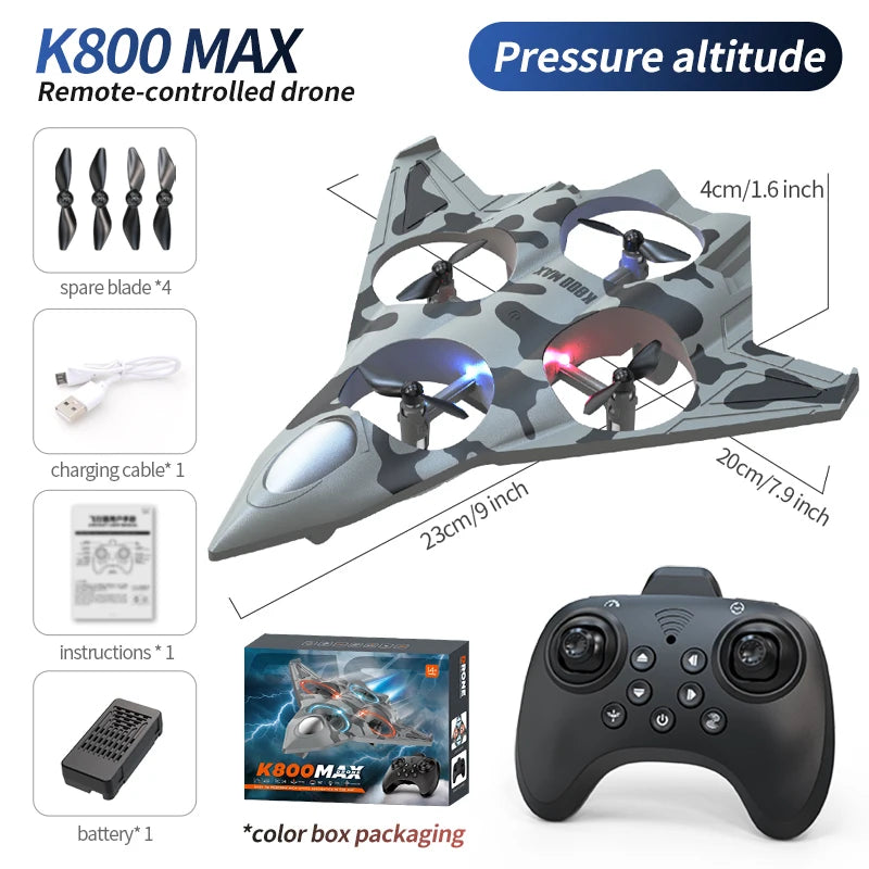 K500 MAX RC Plane Fighter 2.4G Remote Control Stunt Glider 360 ° Rolling Flight Flying EPP Foam Airplane with LED Toys