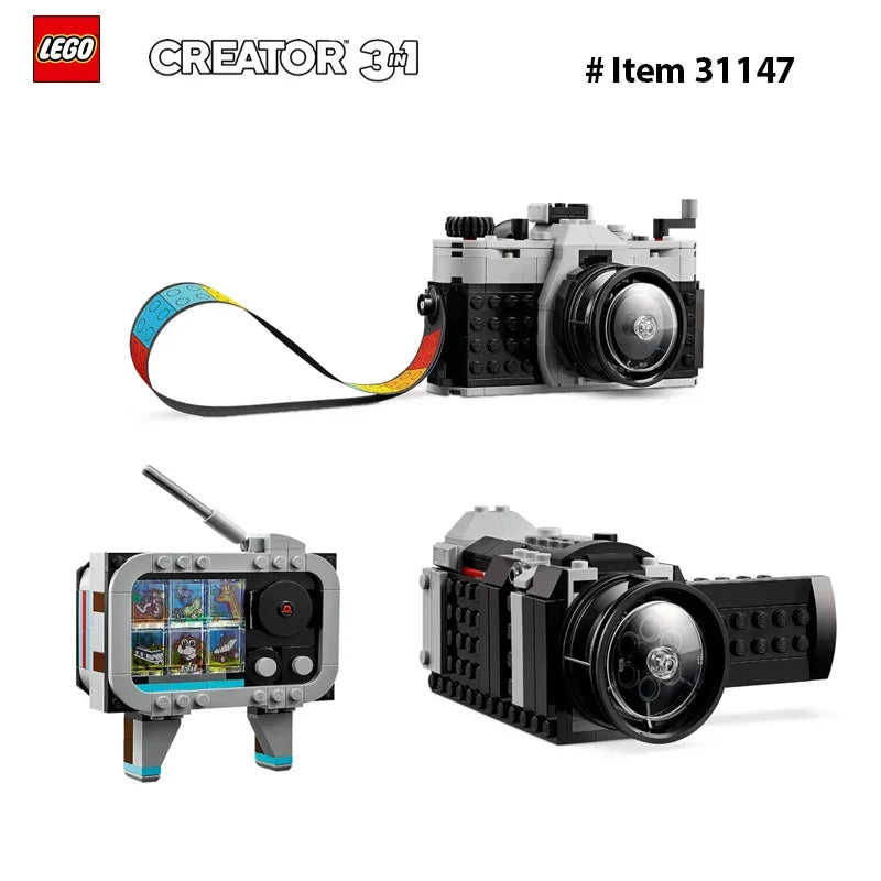 LEGO 31147 Creator 3in1 Retro Camera Toy, Retro Video Camera to Retro TV Set, Photography Gift for Boys and Girls Creative Play
