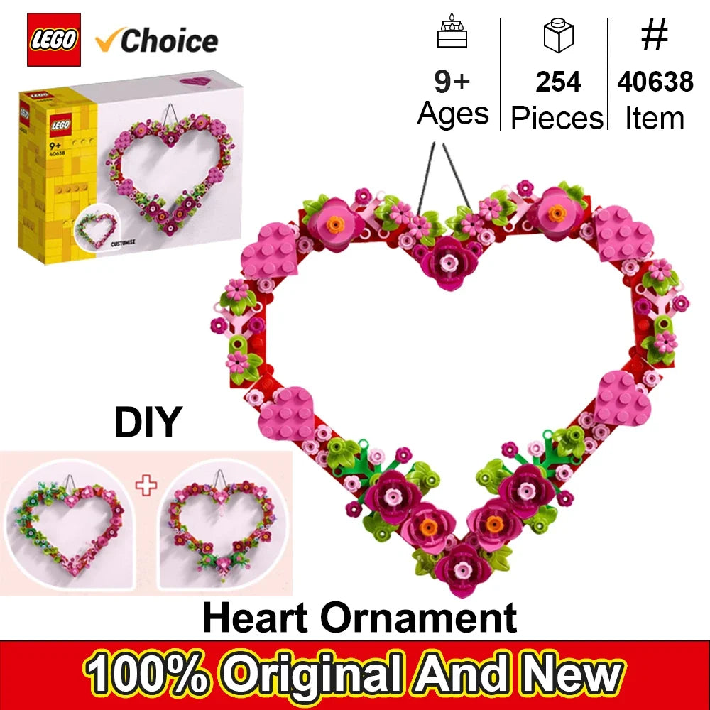 LEGO 40638 Heart Ornament Building Toy Set  - Gift for Valentines Day for Kids - Display on The Wall as Home Decoration